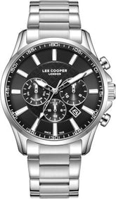 Lee Cooper Men's  Multifunction Watch Gun Dial With Silver Metal Band, LC08217.350